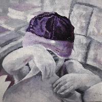 L'ENFANT A LA CASQUETTE VIOLETTE - 35x35