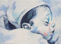 BLUE BABY GIRL N°1 - Claude-Max Lochu - Artiste Peintre - Paris Painter