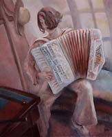 L'ACCORDEONISTE - Claude-Max Lochu - Artiste Peintre - Paris Painter