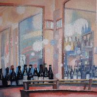 REFLETS AU CAFE LA RENAISSANCE - Claude-Max Lochu - Artiste Peintre - Paris Painter