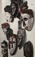 NINE AFRICAN MASKS - 116x73