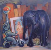 LES 3 ELEPHANTS - Claude-Max Lochu - Artiste Peintre - Paris Painter