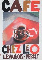 CAFE CHEZ LEO - Claude-Max Lochu - Artiste Peintre - Paris Painter