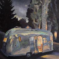 AIRSTREAM AT NIGHT - Claude-Max Lochu - Artiste Peintre - Paris Painter