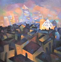 SURVOL NOCTURNE LYONNAIS - Claude-Max Lochu - Artiste Peintre - Paris Painter