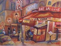 CAFE BAR LA LUNA - Claude-Max Lochu - Artiste Peintre - Paris Painter