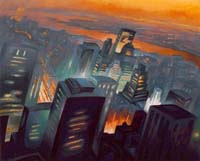 GLOWING SKY ABOVE MANHATTAN - Claude-Max Lochu - Artiste Peintre - Paris Painter