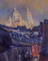 L'HEURE BLEUE A MONTMARTRE - Claude-Max Lochu - Artiste Peintre - Paris Painter