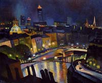 PETIT NOCTURNE LYONNAIS - Claude-Max Lochu - Artiste Peintre - Paris Painter