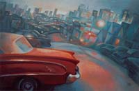 RED CAR IN SF - Claude-Max Lochu - Artiste Peintre - Paris Painter