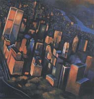 TWILIGHT FLY ABOVE NYC - Claude-Max Lochu - Artiste Peintre - Paris Painter