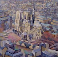 NOTRE DAME VUE DE JUSSIEU - Claude-Max Lochu - Artiste Peintre - Paris Painter