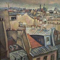 PARIS EN ROUGE JAUNE ET BLEU - Claude-Max Lochu - Artiste Peintre - Paris Painter