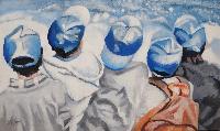 FIVE BLUE CAPS - Claude-Max Lochu - Artiste Peintre - Paris Painter