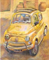 LA CINQUECENTO JAUNE - Claude-Max Lochu - Artiste Peintre - Paris Painter