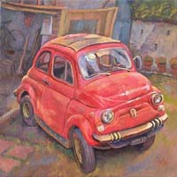 LA CINQUECENTO ROUGE - Claude-Max Lochu - Artiste Peintre - Paris Painter