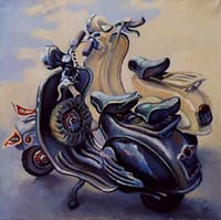 LES DEUX VESPA - Claude-Max Lochu - Artiste Peintre - Paris Painter